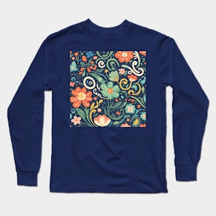 Blue Bliss Bouquet: Gentle Florals in Pastel Long Sleeve T-Shirt